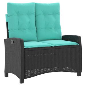 vidaXL Banc inclinable de jardin avec coussins noir r&eacute;sine tress&eacute;e