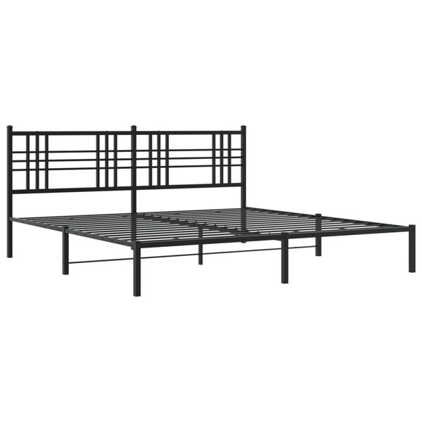 vidaXL Cadre de lit m&eacute;tal sans matelas avec t&ecirc;te de lit noir 200x200cm