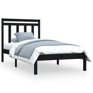 vidaXL Cadre de lit sans matelas noir 100x200 cm bois massif