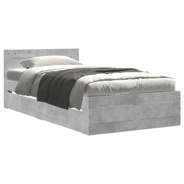 vidaXL Cadre de lit et t&ecirc;te de lit sans matelas gris b&eacute;ton 90x200 cm