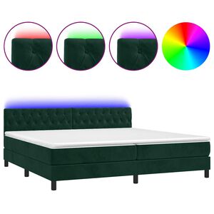 vidaXL Sommier &agrave; lattes de lit avec matelas LED Vert fonc&eacute; 200x200 cm