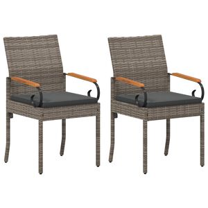 vidaXL Chaises de jardin avec coussin 2 pcs Gris et Gris fonc&eacute;