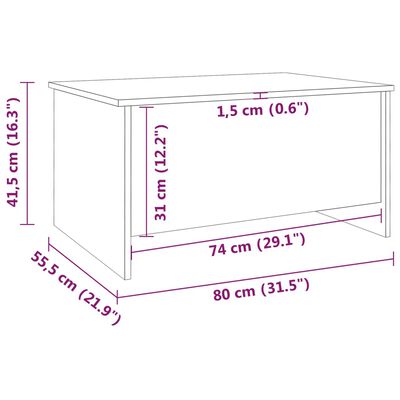 vidaXL Table basse Gris béton 80x55,5x41,5 cm Bois d'ingénierie