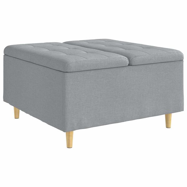 vidaXL Pouf de rangement avec coussin Gris clair 80 x 80 x 45 cm tissu