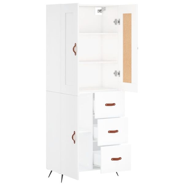vidaXL Buffet haut Blanc 69,5x34x180 cm Bois d'ingénierie