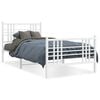 vidaXL Cadre de lit m&eacute;tal sans matelas avec pied de lit blanc 90x200cm
