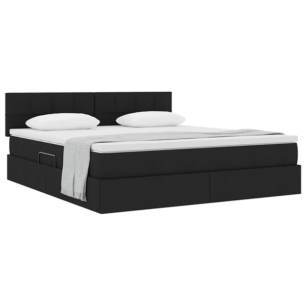 vidaXL Lit avec rangement et matelas avec matelas Noir 160 x 200 cm