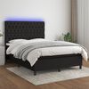 vidaXL Sommier &agrave; lattes de lit et matelas et LED Noir 140x190 cm Tissu