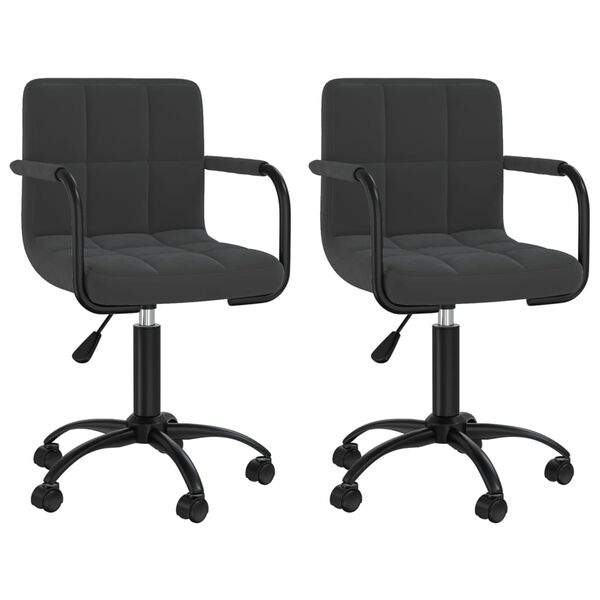 vidaXL Chaises pivotantes &agrave; manger lot de 2 noir velours