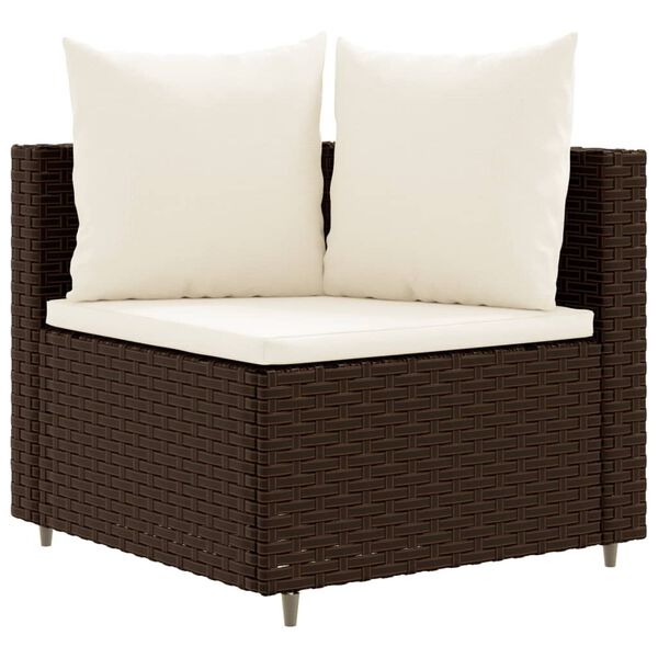vidaXL Salon de jardin avec coussins 5 pcs marron résine tressée
