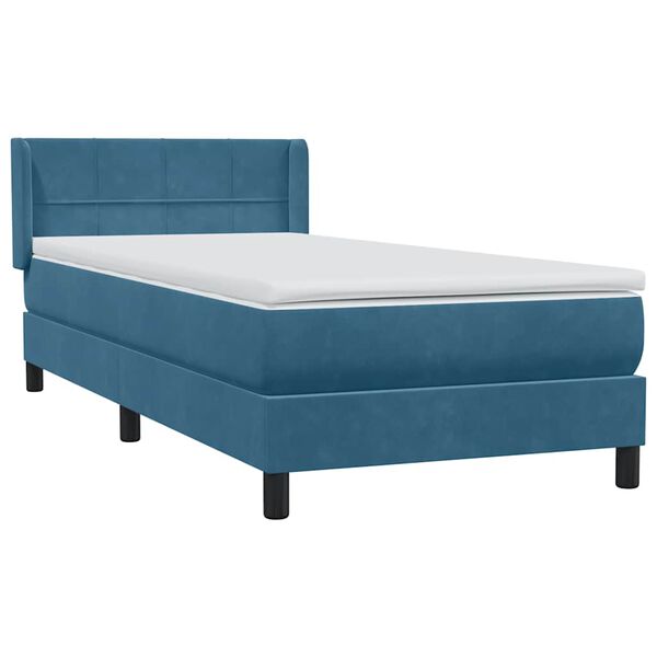 vidaXL Sommier &agrave; lattes de lit et matelas bleu fonc&eacute; 100x210cm velours