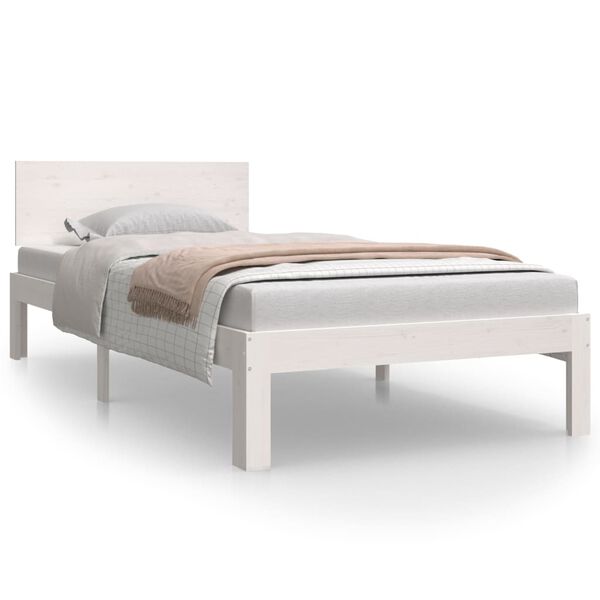 vidaXL Cadre de lit sans matelas blanc bois de pin massif 90x200 cm