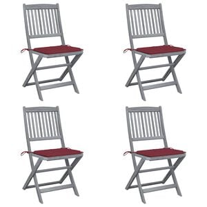 vidaXL Chaises pliantes 4 pi&egrave;ces avec coussins en bois d'acacia massif