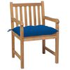 vidaXL Chaises de jardin lot de 4 et coussins bleu Bois de teck solide