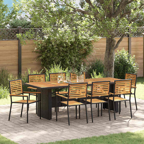 vidaXL Ensemble de salle &agrave; manger pour jardin 9 pcs Noir et Marron