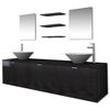vidaXL Dix pi&egrave;ces pour salle de bains avec lavabo et robinet noir