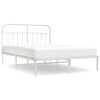 vidaXL Cadre de lit m&eacute;tal sans matelas et t&ecirc;te de lit blanc 135x190 cm