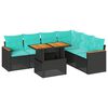 vidaXL Salon de jardin 7 pcs avec coussins noir r&eacute;sine tress&eacute;e