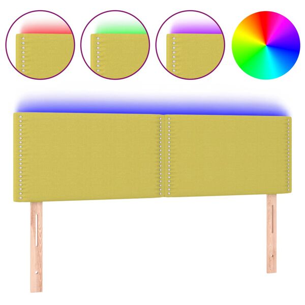 vidaXL T&ecirc;te de lit &agrave; LED Vert 144x5x78/88 cm Tissu