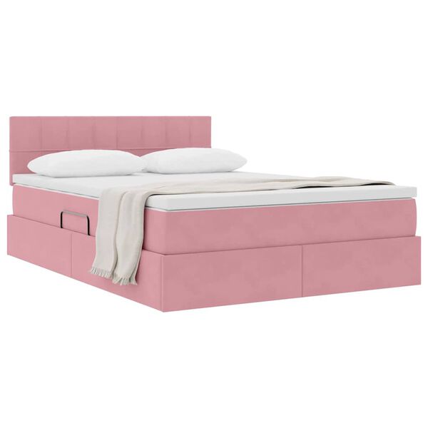 vidaXL Lit de Rangement avec matelas Rose 140 x 200 cm Velours