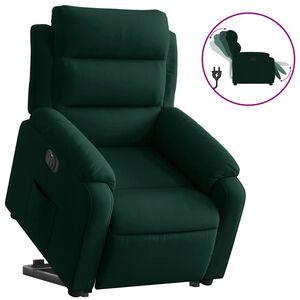 vidaXL Fauteuil inclinable &eacute;lectrique vert fonc&eacute; velours