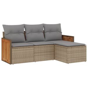 vidaXL Salon de jardin avec coussins 4 pcs beige r&eacute;sine tress&eacute;e