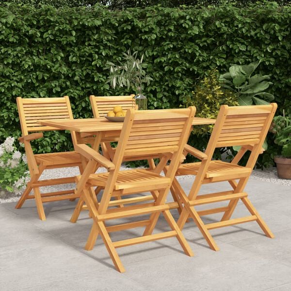 vidaXL Ensemble &agrave; manger de jardin 5 pcs Bois de teck massif