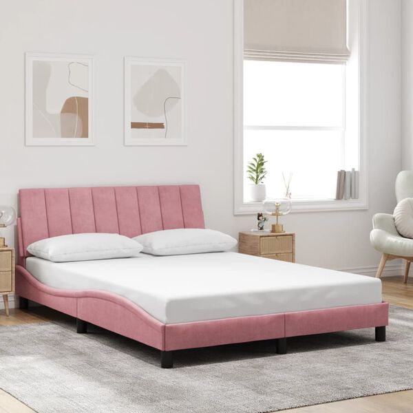 vidaXL Cadre de lit sans matelas Hanko rose 120x200 cm velours