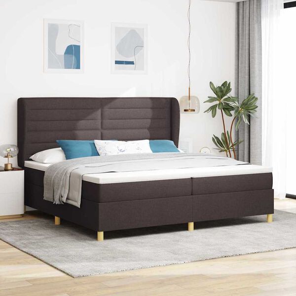 vidaXL Lit &agrave; ressorts avec matelas gris fonc&eacute; 90x190 cm Marron fonc&eacute;