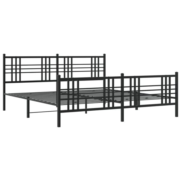 vidaXL Cadre de lit m&eacute;tal sans matelas avec pied de lit noir 193x203cm