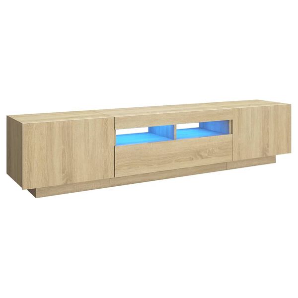 vidaXL Meuble TV avec lumières LED Chêne sonoma 180x35x40 cm