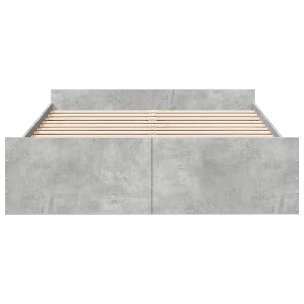 vidaXL Cadre de lit avec tiroirs sans matelas gris béton 160x200 cm