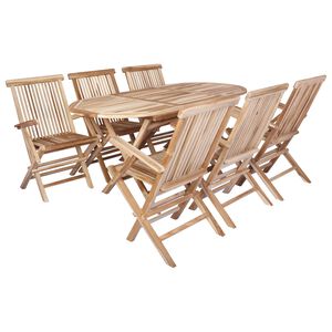 vidaXL Ensemble de meubles de jardin 7 pc Naturel Bois de teck massif