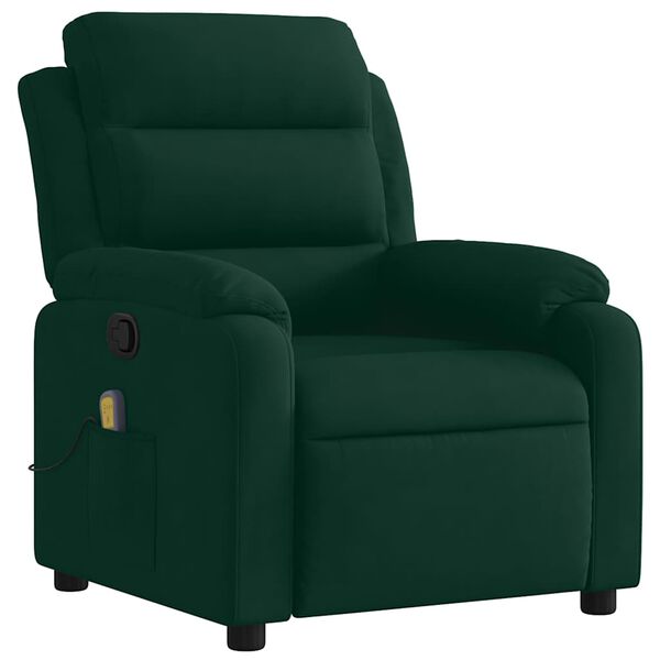 vidaXL Fauteuil de massage inclinable vert fonc&eacute; velours