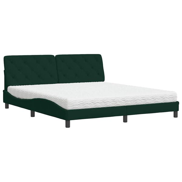 vidaXL Lit avec matelas vert fonc&eacute; 180x200 cm velours
