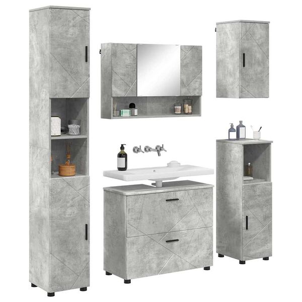 vidaXL Ensemble de mobilier de salle de bain 5 pcs Gris b&eacute;ton