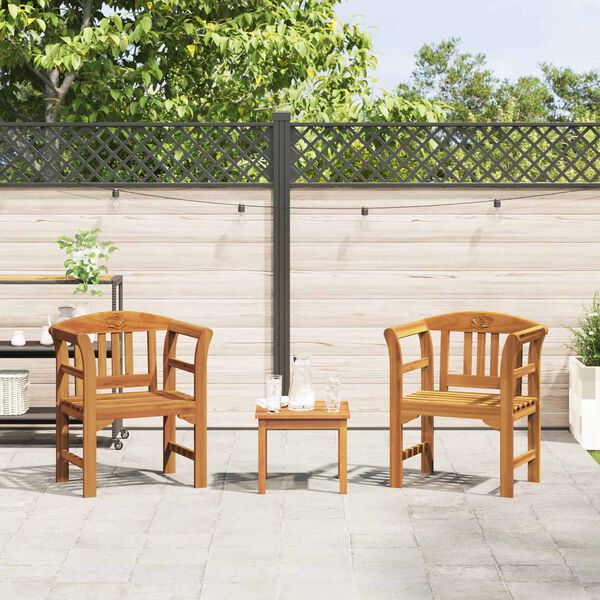 vidaXL Ensemble de salon Rose de jardin 3 pcs Bois d'Acacia Massif