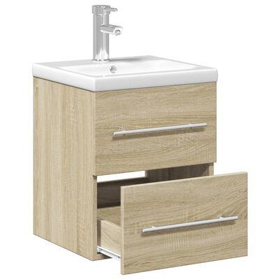 vidaXL Armoire lavabo de salle de bain et bassin intégré chêne sonoma