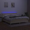vidaXL Sommier &agrave; lattes de lit avec matelas LED Cr&egrave;me 180x200 cm Tissu