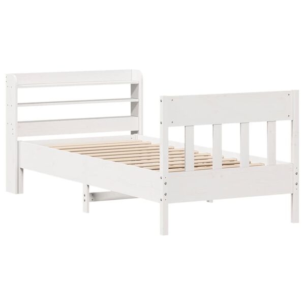 vidaXL Cadre de lit sans matelas blanc 75x190 cm bois de pin massif