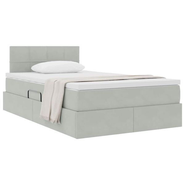 vidaXL Lit de Rangement avec matelas Gris clair 120 x 190 cm Velours