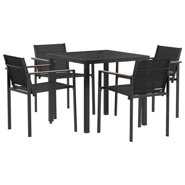vidaXL Ensemble de meubles d'ext&eacute;rieur 5 pcs Noir et anthracite
