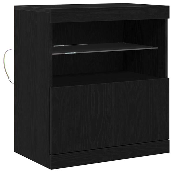 vidaXL Buffet LED Noir 60,5 x 37 x 67 cm Bois d'ing&eacute;nierie
