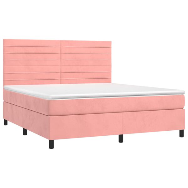 vidaXL Sommier &agrave; lattes de lit avec matelas LED Rose 160x200cm Velours