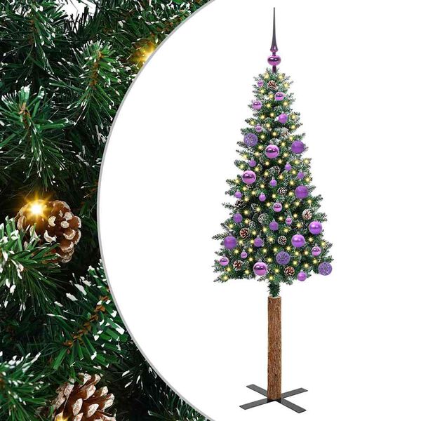 vidaXL Sapin de No&euml;l mince Vert 150 cm PVC et bois de pin massif