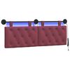 vidaXL T&ecirc;te de lit suspendue Avec lumi&egrave;re LED Bordeaux Tissu