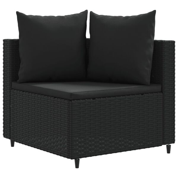 vidaXL Salon de jardin 6 pcs avec coussins noir r&eacute;sine tress&eacute;e