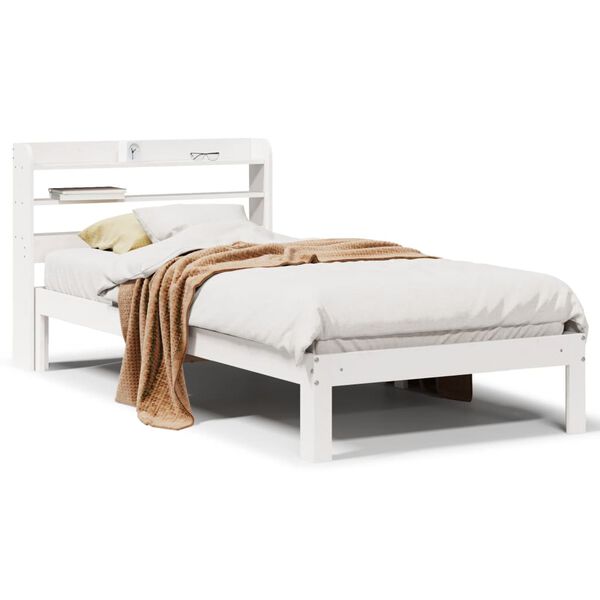vidaXL Cadre de lit avec tête de lit sans matelas blanc 75x190 cm