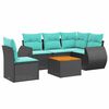 vidaXL Ensemble de canap&eacute; de jardin 6 pcs avec coussins noir r&eacute;sine tress&eacute;e