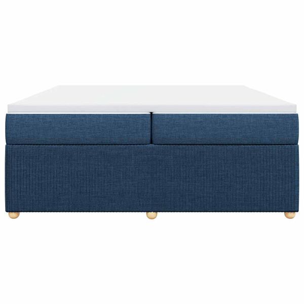 vidaXL Sommier &agrave; lattes de lit avec matelas Bleu 200x200 cm Tissu